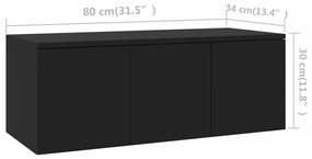 fekete szerelt fa TV-szekrény 80 x 34 x 30 cm