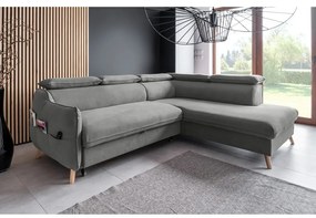 Világosszürke bársony kinyitható sarokkanapé (jobb oldali) Sweet Harmony – Miuform