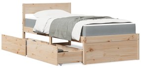 tömör fenyőfa ágy fiókokkal és matraccal 90 x 200 cm