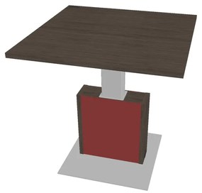 Verno+ S állítható magasságú tárgyalóasztal 120 x 120 cm, antracit tölgy / piros