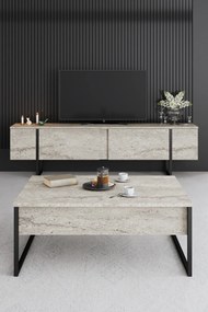 Dohányzóasztal Luxe - Travertine, Black