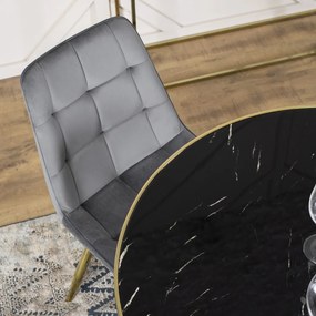 Üveg étkezőasztal 100 cm méretben, fekete/arany színben TINGA