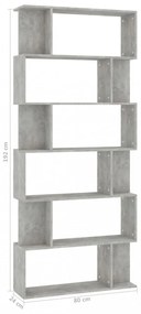 betonszürke szerelt fa könyvszekrény/térelválasztó 80x24x192 cm