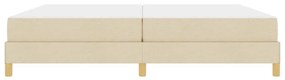 Boxrugós ágy Krém és barna 200 x 200 cm Textil és mérnöki fa