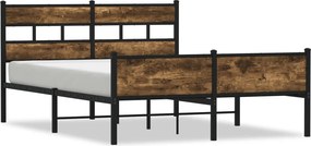vidaXL füstös tölgy színű szerelt fa ágykeret matrac nélkül 140x200 cm