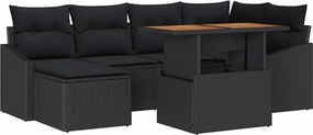 vidaXL Kert étkező szett párnával 7 pcs Fekete és Barna