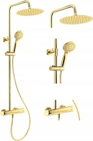 Zuhany csaptelep esőztető zuhanyfejjel, falra szerelhető Deante Arnika arany