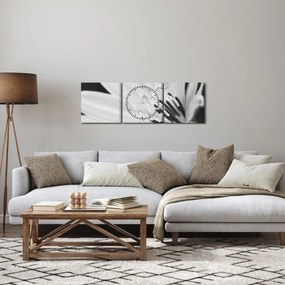Kép - Fekete-fehér virág (órával) (90x30 cm)