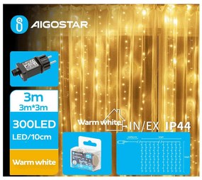 Aigostar - LED Karácsonyi kültéri lánc 300xLED/8 funkció 6x3m IP44 meleg fehér