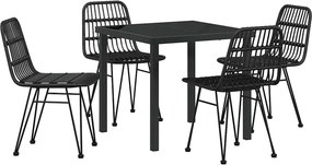 vidaXL Kert étkező szett 5 pcs Fekete Porszórt acél