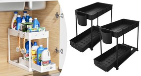 Mosogató alá helyezhető 2 szintes rendszerező állvány 2db, fekete