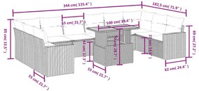 11 részes szürke polyrattan kerti ülőgarnitúra párnákkal