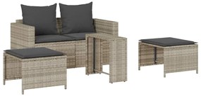5 részes polyrattan kerti kanapé garnitúra párnákkal stackable