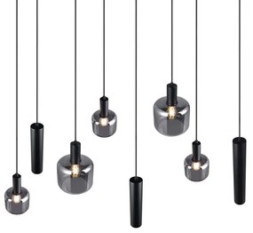 Fekete függőlámpa fém-üveg búrával Mataro – Trio