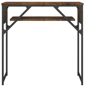 füstös tölgy színű szerelt fa tálalóasztal polccal 75x30x75 cm