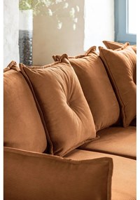 Téglavörös kordbársony kinyitható sarokkanapé (jobb oldali-U alakú) Lazy Lukka – Miuform