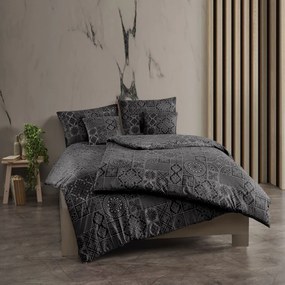 Kvalitex Pamut ágynemő Tokyo fekete, 240 x 220 cm,2x 70 x 90 cm, 240 x 220 cm, 2 db 70 x 90 cm