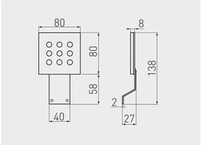 LED Lámpatest, EVITA, meleg fehér, 80*80mm, felületre szerelhető, 12V, 120lm, 2,2W, kábellel, csatlakozóval, fekete