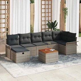 Kerti Kanapé Szett 8 pcs Szürke polirattan