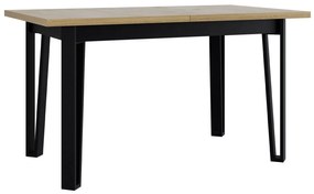 Asztal Victorville 354Fekete, Sonoma tölgy, 79x80x140cm, Hosszabbíthatóság, Laminált forgácslap, Fém