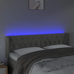 világosszürke bársony LED-es fejtámla 147 x 16 x 78/88 cm
