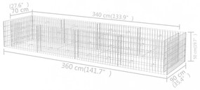 acél gabion magaságyás 360 x 90 x 50 cm