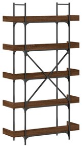 5-szintes barna tölgy szerelt fa könyvespolc 100x33x180,5 cm