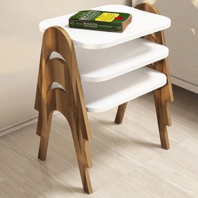 Dohányzóasztal (3 részes) Paris - Walnut, White