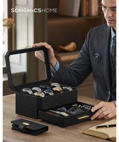 8 rekeszes óratartó doboz, tintafekete