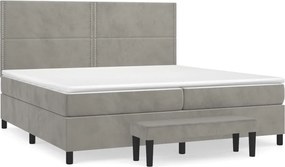 vidaXL világosszürke bársony rugós ágy matraccal 200x200 cm