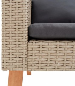 egyszemélyes bézs polyrattan kerti kanapé párnákkal