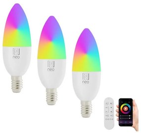 Immax NEO 07716CDO -KÉSZLET 3xLED RGB Dimmelhető izzó E14/6W/230V Wi-Fi Tuya + távirányító 07716CDO