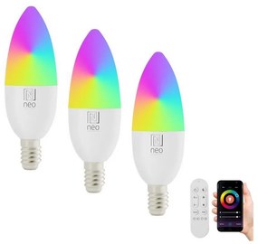 Immax Neo Immax NEO 07716CDO -KÉSZLET 3xLED RGB Dimmelhető izzó E14/6W/230V Wi-Fi Tuya + távirányító IM1249