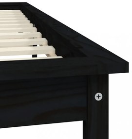 Super King Size fekete tömör fenyőfa ágykeret 180 x 200 cm