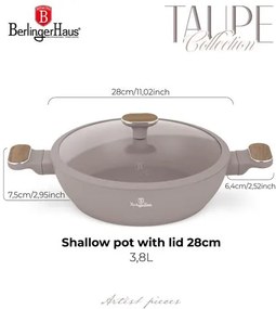 BerlingerHaus Alacsony lábas fedővel (3,8 L) Taupe Collection BH/8337