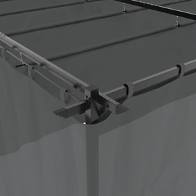antracitszürke acél pavilon függönyökkel 6 x 3 m