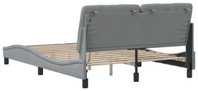 világosszürke szövet ágykeret LED-ekkel matrac nélkül 120x200cm