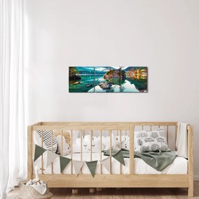 Kép - Lake Hintersee, Bajor - Alpok, Ausztria (órával) (90x30 cm)