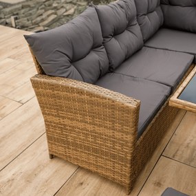 Kerti rattan szett, szürkésbarna/világosbarna, SAGIR