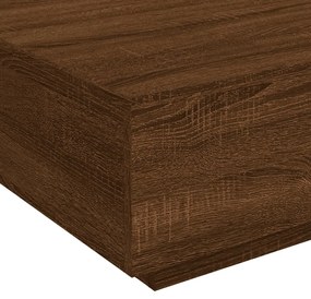 barna tölgyszínű dohányzóasztal LED-lámpákkal 80 x 8 0x 31 cm