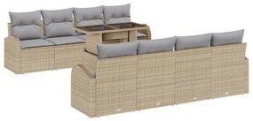 9 darabos kertikanapé szett párnákkal beige poli rattan
