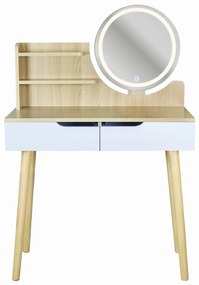 Fésülködőasztal SCANDI tükörrel - bükkfa/fehér