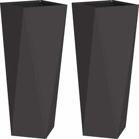 vidaXL Növénytartó 2 pcs Fekete 30 x 30 x 75 cm Acél