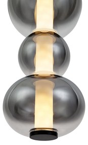 Art Deco függőlámpa fekete füstös és átlátszó üveggel, 3 égős, LED-del - Lizzy