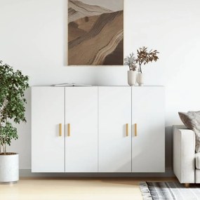 2 db fehér szerelt fa falra szerelhető szekrény
