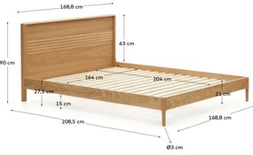 Natúr színű tölgyfa franciaágy ágyráccsal 160x200 cm Lenon – Kave Home