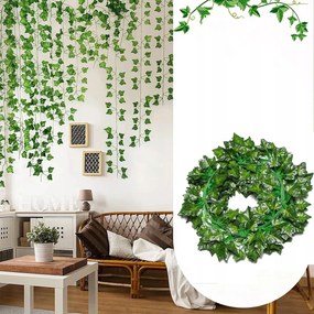 48db Mesterséges borostyán girland, lógó szőlő 210cm művirág