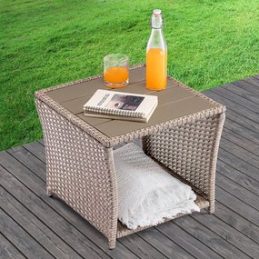 Casaria® Vedis rattan asztal 45x45x40 cm - krém