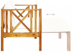 kétszemélyes tömör akácfa kerti pad párnákkal 122 cm