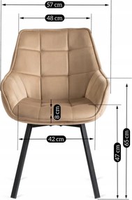 Krzesło Obrotowe LUNA Beżowe Welurowe